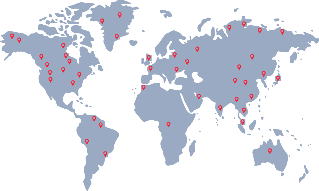 World map showing DAMA chapter locations